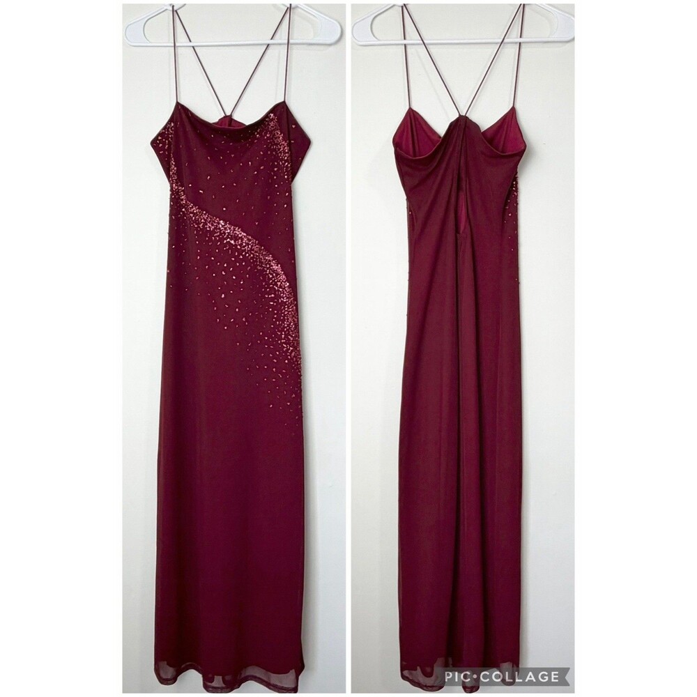 Byer Too Vintage Maxi Dress Formal Cocktail Red Pink Strappy Women’s M